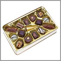 cutie de bomboane de ciocolată