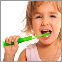 get used to | Children need to get used to brushing their teeth.